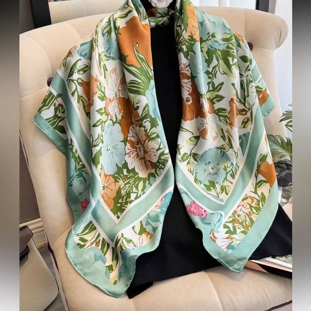 Floral Print scarf in Mint color A1580